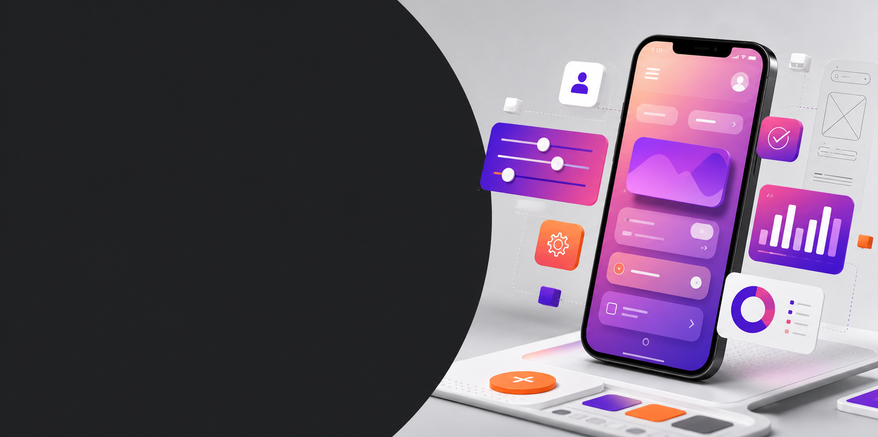 UI and UX designing course with mobile app interface elements